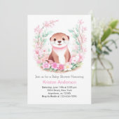 Otter's Wonderland Meisje Baby shower Kaart (Staand voorkant)