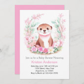 Otter's Wonderland Meisje Baby shower Kaart (Voorkant / Achterkant)