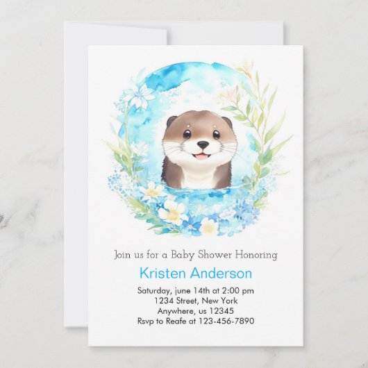 Otter's zalige Waterverf Magic Boy Baby shower Kaart (Voorkant)