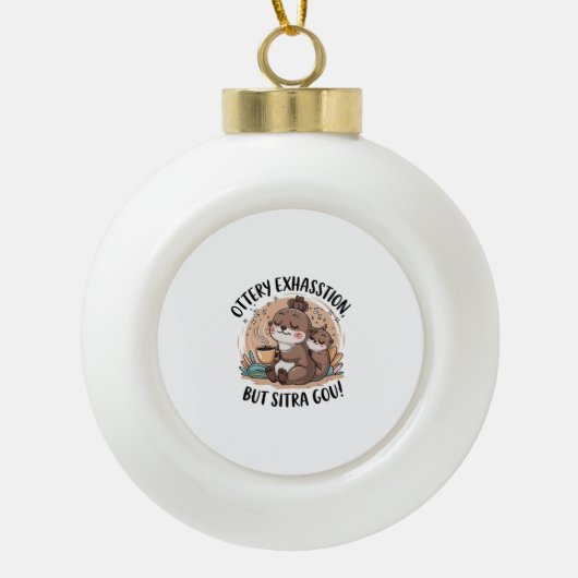 Ottery Expression Schattigee luiheid en Baby Keramische Bal Ornament (Voorkant)
