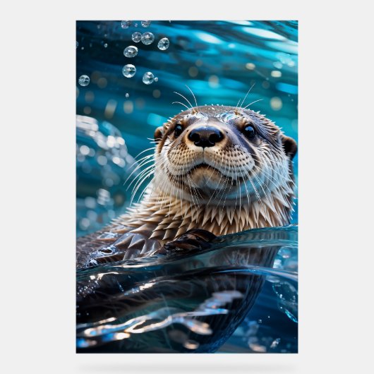 otterzwemmen acryl bord (Voorkant)