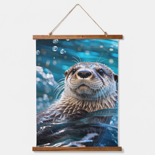 otterzwemmen hangend wandkleed (Voorkant)