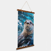 otterzwemmen hangend wandkleed (Gebogen)