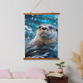 otterzwemmen hangend wandkleed