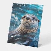 otterzwemmen reclamebord met voetstuk (Voorkant)