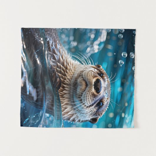 otterzwemmen wandkleed (Voorkant (horizontaal))