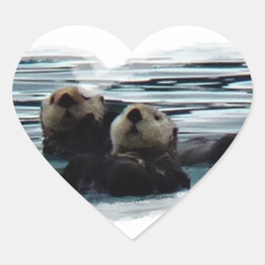 otthely in Liefde zee otter hart sticker (Voorkant)
