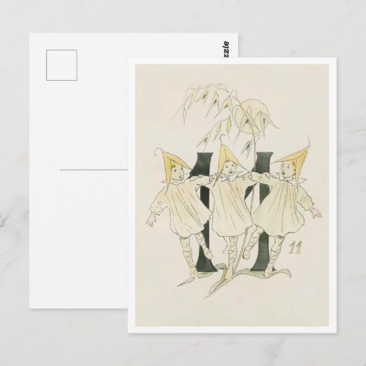  Ottilia Adelborg Bloemgetal - 11 Briefkaart (Voorkant / Achterkant)