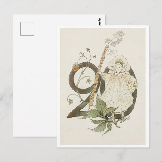  Ottilia Adelborg Bloemgetal - 20 Briefkaart (Voorkant / Achterkant)