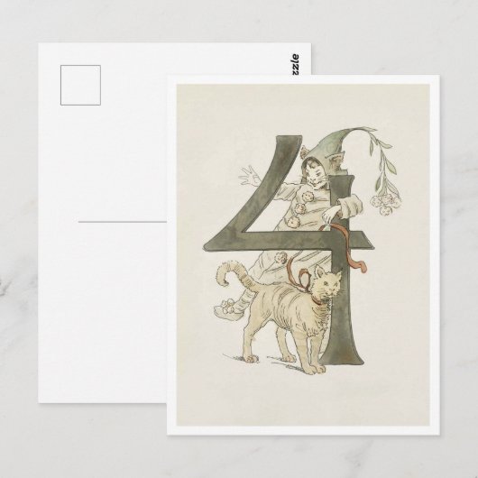  Ottilia Adelborg Bloemgetal - 4 Briefkaart (Voorkant / Achterkant)