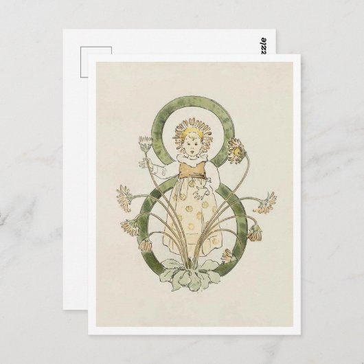 Ottilia Adelborg Bloemgetal - 8 Briefkaart (Voorkant / Achterkant)