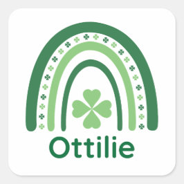 Ottilie Name Clover Boho Rainbow Vierkante Sticker