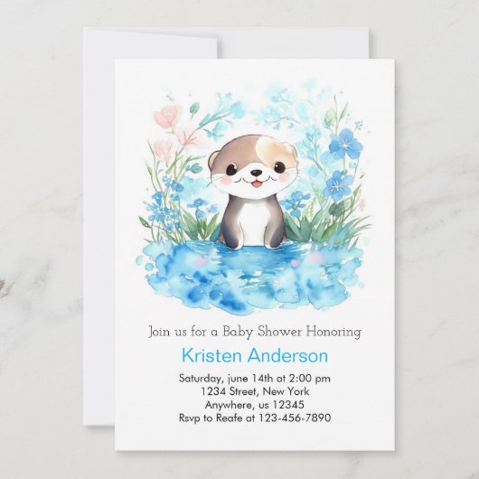 Ottly Joyful Waterverf Boy Baby shower Kaart (Voorkant)