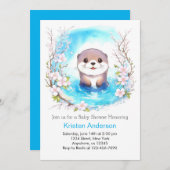 Ottly Schattige Waterverf Boy Baby shower Kaart (Voorkant / Achterkant)