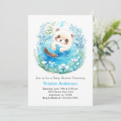 Ottly Whimsical Blue Meadow Boy Baby shower Kaart (Staand voorkant)