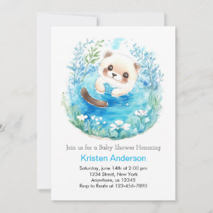 Ottly Whimsical Blue Meadow Boy Baby shower Kaart