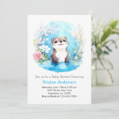 Ottly Whimsical Blue Wildflower Boy Baby shower Kaart (Staand voorkant)