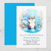 Ottly Whimsical Blue Wildflower Boy Baby shower Kaart (Voorkant / Achterkant)