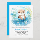 Ottly Whimsical Blue Wildflower Boy Baby shower Kaart (Voorkant / Achterkant)