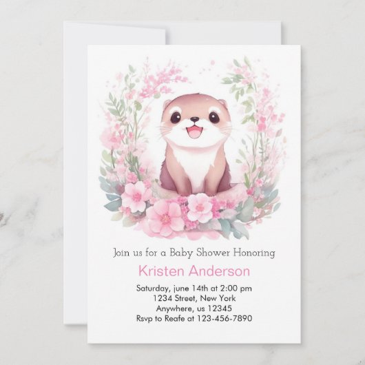 Ottly Whimsical Waterverf Meisje Baby shower Kaart (Voorkant)