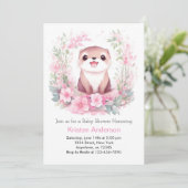 Ottly Whimsical Waterverf Meisje Baby shower Kaart (Staand voorkant)