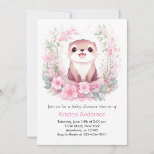 Ottly Whimsical Waterverf Meisje Baby shower Kaart