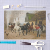 Otto Bache | Een reeks paarden buiten een Inn Tissuepapier (Craft)