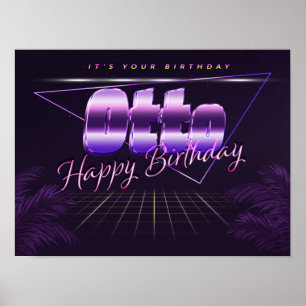 Otto-naam Vorname lila retro Poster Geburtstag