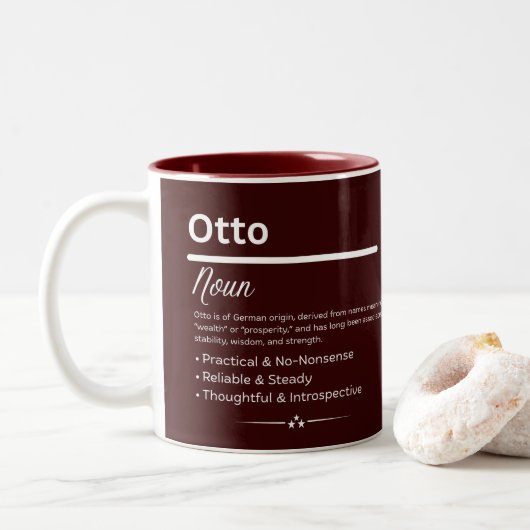Otto Personalized Name Tweekleurige Koffiemok (Met donut)