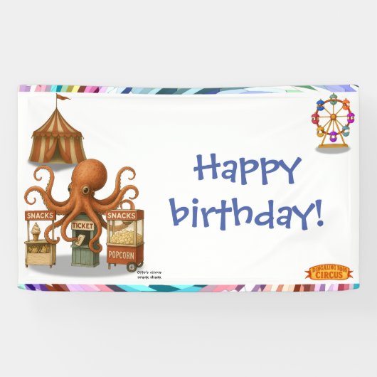 Otto’s circus snack shack birthday spandoek (Horizontaal)
