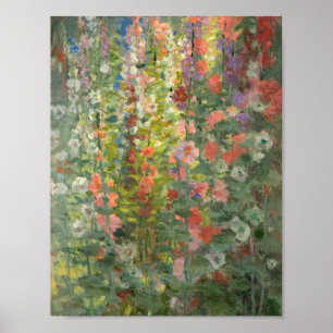 Otto Stark - Hollyhocks Poster