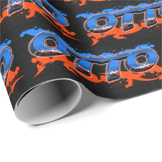 Otto Vorname Name Graffiti blue orange Cadeaupapier (Rol Hoek)