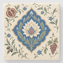 Ottomaans Iznik Bloemmotief | Blauwe Botanische Gr