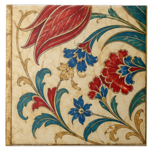 Ottomaans Rode Tulp Botanische Bloemkunst Tegeltje