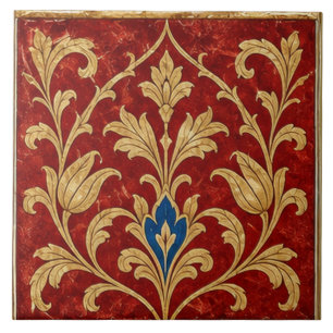 Ottomaans rood gouden bloemornament tegeltje