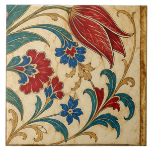 Ottomaans Rood Tulp Botanisch Compositie   Tegeltje