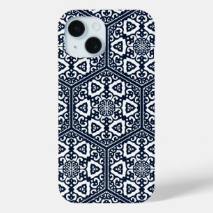 Ottomaans Turks blauw computertraceringsontwerp iPhone 15 Case
