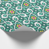 Ottomaans Turks wijnmodel groen en wit Cadeaupapier (Hoek)