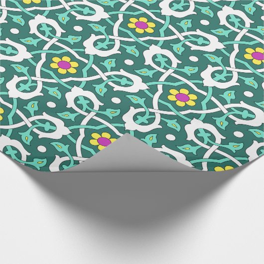Ottomaans Turks wijnmodel groen en wit Cadeaupapier (Hoek)