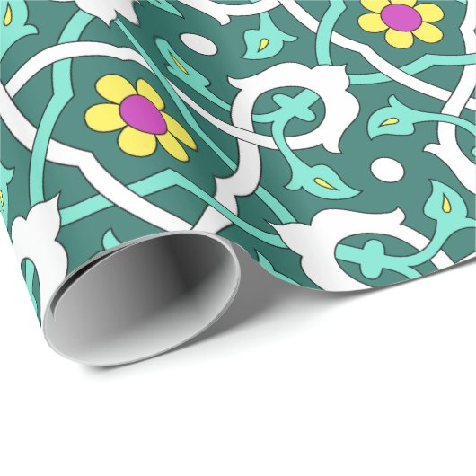 Ottomaans Turks wijnmodel groen en wit Cadeaupapier (Rol Hoek)