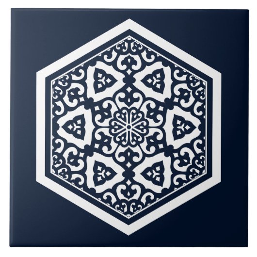 Ottomaans Turks Wit Blauw ware tracery ontwerp Tegeltje (Voorkant)