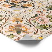 Ottomaanse Boom des Levens Kunstprint Vintage Bloe Poster (Hoek)
