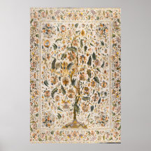 Ottomaanse Boom des Levens Kunstprint Vintage Bloe