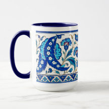 Ottomaanse Iznik Saz-blad bloemenaardewerk mok | B
