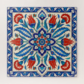 Ottomaanse stijl blauw rode tulp patroon legpuzzel (Horizontaal)