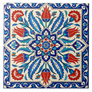Ottomaanse stijl blauw rode tulp patroon tegeltje