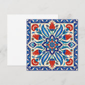Ottomaanse stijl blauwe rode tulp patroon kaart (Voorkant / Achterkant)