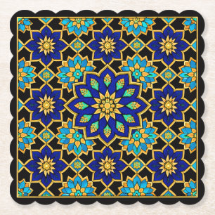 Ottomaanse stijl geschiedenis ontwerp blauw kartonnen onderzetters