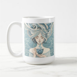Ottomaanse Tegel Vrouw met Thee - Soft Blue Flow Koffiemok