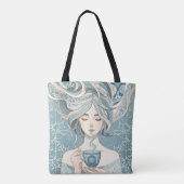 Ottomaanse Tegel Vrouw met Thee - Soft Blue Flow Tote Bag (Achterkant)